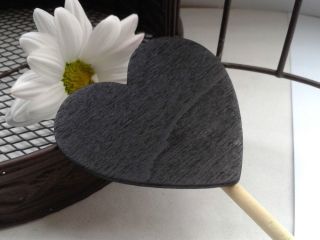 Heart Cake Topper Wedding Party Table Decoration Chalk Black Board Stand 24cm