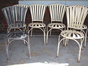 6 Vintage Francois Carre Button Spring Garden Chairs