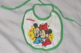 Disney Clothes Green 6 1 2" Baby Mickey Mouse Minnie Mouse Bib