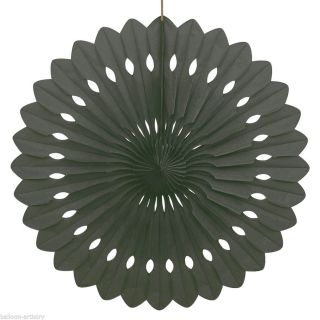 16" Black Polka Style Party Hanging Paper Decorative Fan Decoration