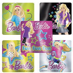 10 Foil Barbie Glam Stickers Girls Party Treat Loot Bags Favors Teacher Supply
