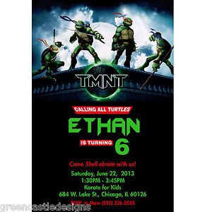 Teenage Mutant Ninja Turtles Invitation Birthday Party Custom Invites Supplies