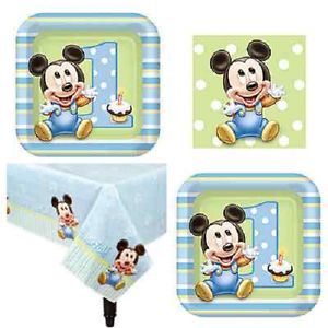 Mickey Mouse 1st Birthday Party Supplies Plates Napkins Tablecover Set 16 or 24