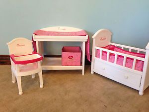 American Girl Bitty Baby Furniture Crib Changing Table High Chair