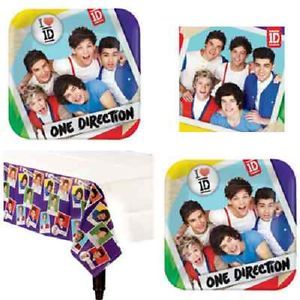 One Direction Birthday Party Supplies Plates Napkins Tablecover Set for 16 or 24