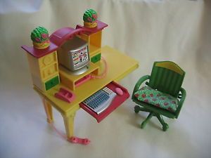 Fisher Price Loving Family Dollhouse Home Office Computer Desk Chair Set RARE