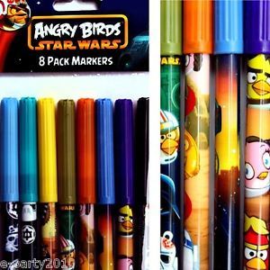 8 Angry Birds Star Wars Color Markers Birthday Party School Supplies Favors