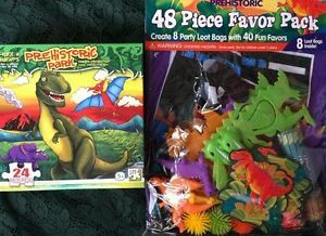 48 Piece Prehistoric Dinosaur Dino Birthday Party Favor Supplies T Rex Puzzle