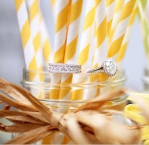 200 White Yellow Striped Paper Straws Craft Wedding Birthday Party Decoration
