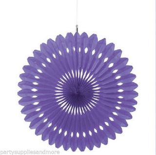 2 Large 16" Purple Hanging Paper Fans Bridal Baby Shower Birthday Party