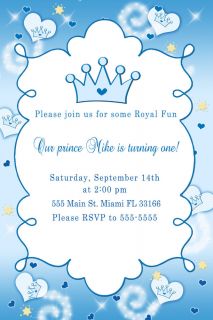30 Little Prince Baby Boy Shower Birthday Party Invitation Invite Card Blue 1st