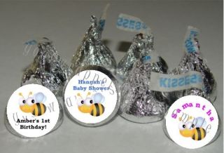 Personalized Bumble Bee Baby Shower Birthday Kiss Labels Candy Wrappers Favors