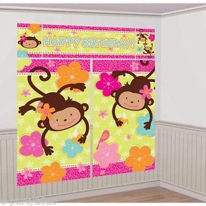 Monkey Love Giant Scene Setter Wall Decorating Kit Birthday Party Supplies