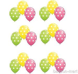18 Balloons Lime Pink Yellow Polka Dot Sofia McStuffins Party Supplies Latex