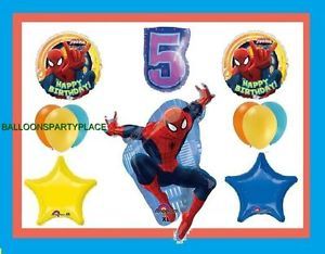 5th Birthday Spiderman Balloons Set Party Supplies Decorations Fifth Spider Man