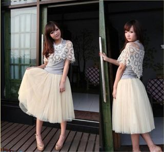 New Bohemia Women 5 Layers Tutu Princess Skirt Petticoat Knee Length Mini Dress