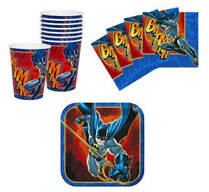 Batman Birthday Party Supplies Plates Napkins Cups Set for 8 or 16 New