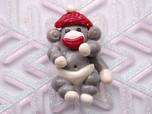 Sock Monkey Baby First Christmas Ornament OOAK by Kandesign