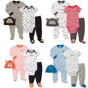 Carter's Baby Infant Boys 3 6 9 Months 4 Piece Bodysuit Set Clothes Outfit