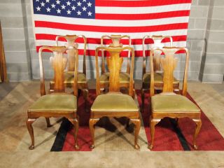 6 Statton Solid Cherry Queen Anne Dining Chairs Oxford Finish Very Nice Original