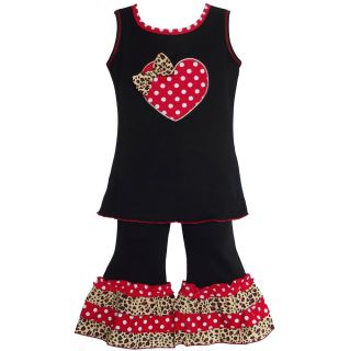 AnnLoren Baby Girls 2 3T Polka Dot Heart Outfit Valentine's Day Clothing