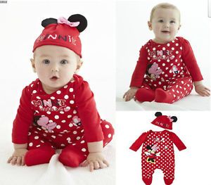 Infants Minnie Mouse Conjoined Clothes Hat Baby Outfits 0 24M 149