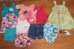 Baby Girl 12 18 Month Summer Clothes Lot Shorts Dress Swimsuit Pink TCP On
