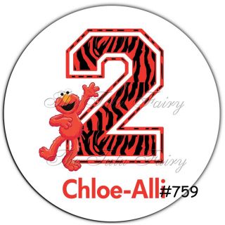 Red Zebra Elmo Boy Girl Birthday Age Thank You Stickers Name Party Favor Labels