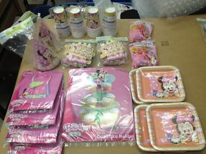 Disney Minnie Mouse First 1st Birthday Party Supplies Ballons Plates Cups Hats