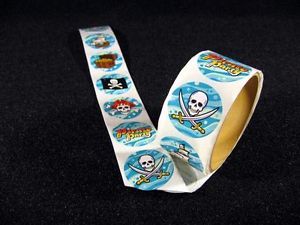 100 Stickers Pirate Skull Crossbones SHIP Treasure Chest Party Supplies Favors