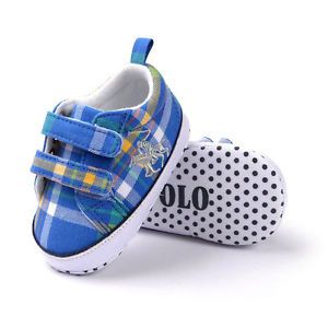 New Born Baby Infant Toddler Shoes Polo Ralph Plaid Check Nova Size 0 18 M