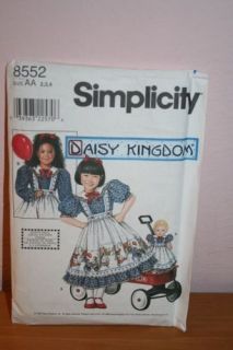 Daisy Kingdom 1998 Girl Doll Dress Pinafore Pattern 8552