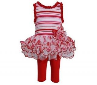 Bonnie Jean Girls Stripe Valentine Heart Spring Summer Tutu Dress Outfit Set 3T
