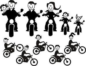 Motorcycle Trike or Dirt Bike Stick Figure Family Rear Car Window Decal