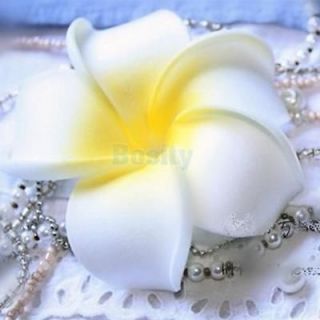 5X Bridal Dress Plumeria Foam Flower Hair Clip Brooch Pin White