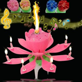 Musical Blossom Lotus Flower Candle Birthday Party Music Sparkle Birthday Candle