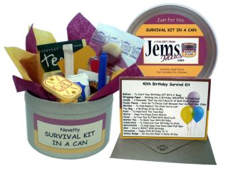 Happy 40th Birthday Survival Kit in A Can Novelty Gift Fun Present Card