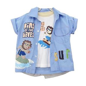 Baby Boy Clothing Set Beige Shirt White T Shirt and Shorts Cute Monkey 2 3 Years