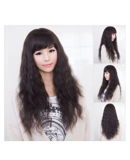 60cm Women Girls Fashion Long Curly Hair Wig Full Bangs 3 Colors Available
