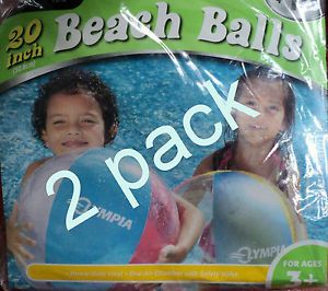 Inflatable 20" Beach Ball 2 PK Swimming Pool Vacation Ocean Water Fun Toy Kids