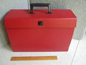 Vintage Portable Cardboard Accordion File Folder Box with Handle
