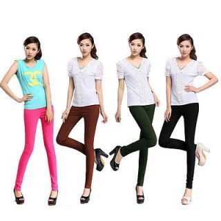 Candy Color Womens Sexy Leggings High Waist Skinny Stretch Pencil Pants Tights