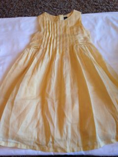 Baby Gap Yellow Linen Dress w Bow Sz 18 24 MO