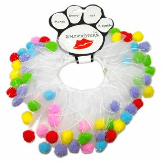 Party Birthday Multi Colored Pom Poms Pet Dog Collar