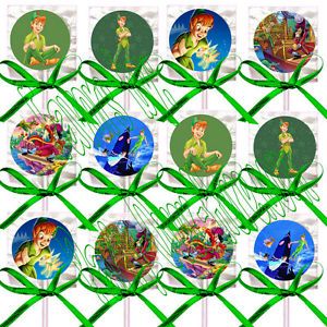 Disney Peter Pan Lollipops Candy Suckers with Green Bows Party Favors 12 Pcs