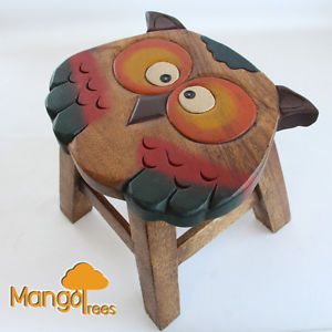 Osaka Kids Wooden Stool Chair Mango Wood Timber Designer Children Furniture Hoot