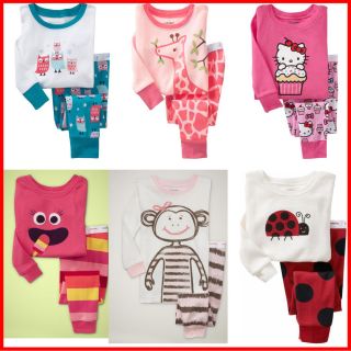 New Girls Long Sleeve Pyjamas Baby Toddler Kids Sleepwear Pajamas PJs 1 7 Yrs