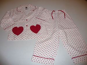Toddler Girls Clothes Baby Gap Valentine Day Hearts Pajamas PJs Set Size 2T