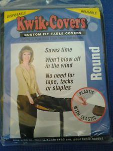 Round 60 " Kwik Covers Custom Fit Table Covers New in Package 3 Colors