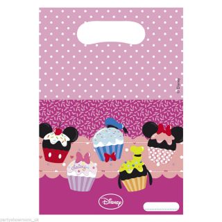 6 Disney Minnie Mouse Sweet Treats Pink Party Loot Gift Plastic Loot Bags